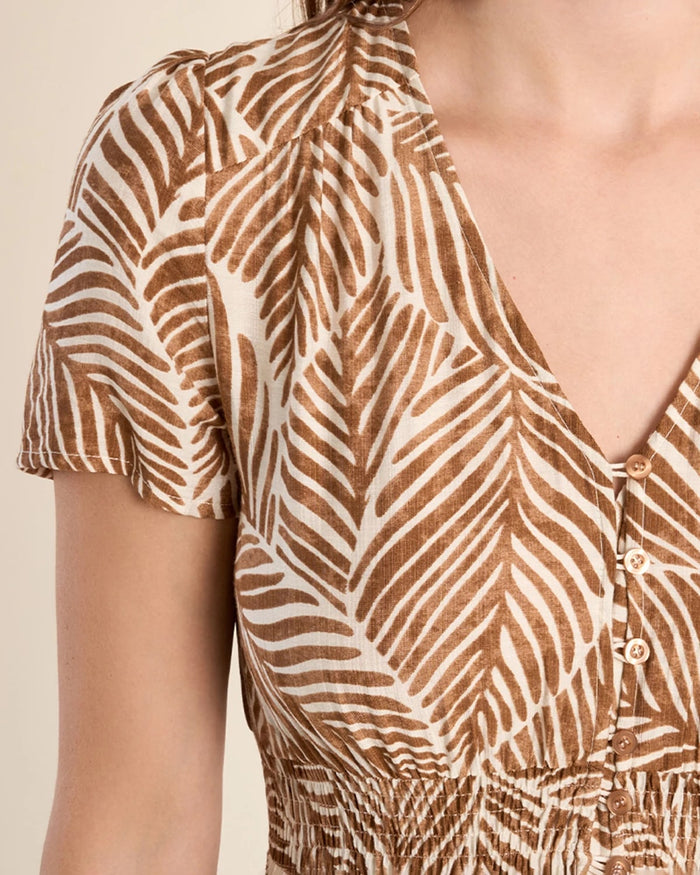 Camel Mathilde $|& Molly Bracken Printed Short Sleeve Maxi Dress - Hanger Back