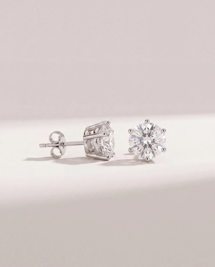 Platinum $|& SEAS Round Stud Earrings - VOF Front