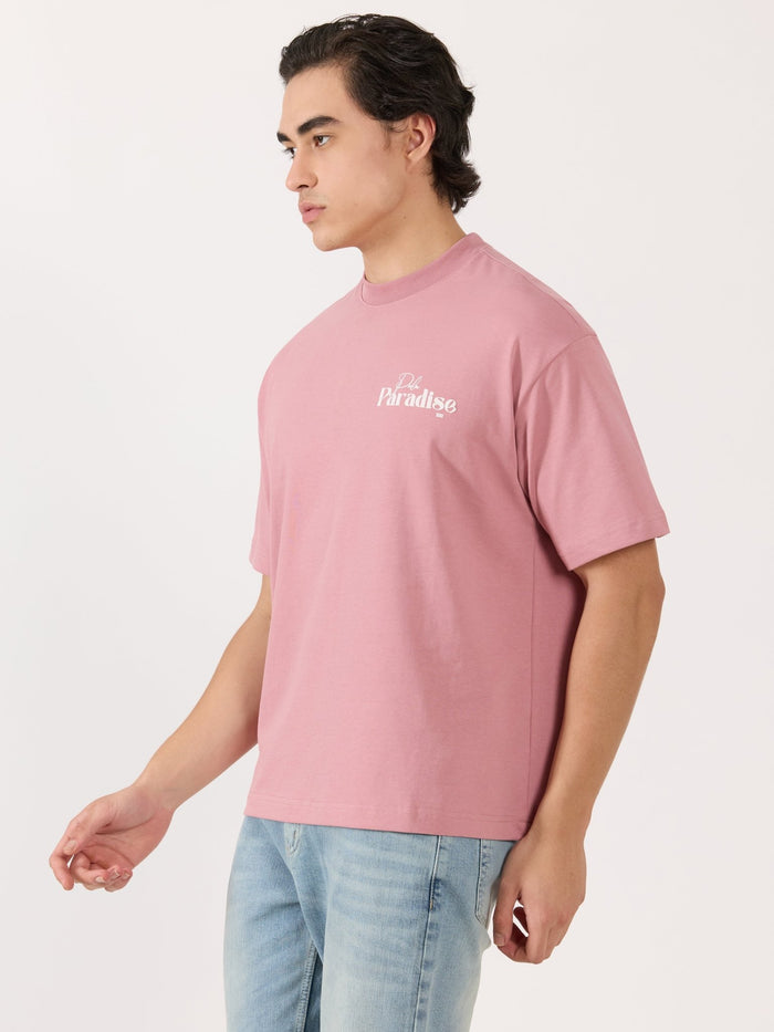Men's Graphic Pastel pink Loose Fit T-Shirt