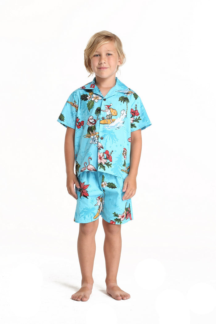 Sibling Makuakane Set in Christmas Turquoise