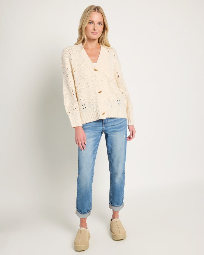 Cream $|& Herizon Sierra V-Neck Cardigan - UGC On Fig