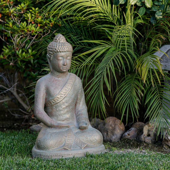 Sitting Buddha Batik Green - Fiber Cement