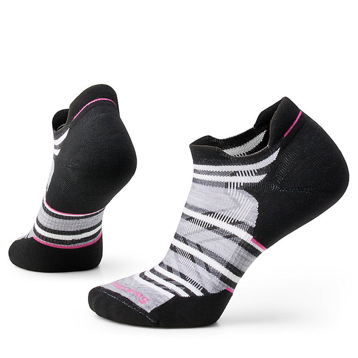 Smartwool Womens Run Stripe Targeted Cushion Low Ankle Socks Apparel Smartwool Black Small