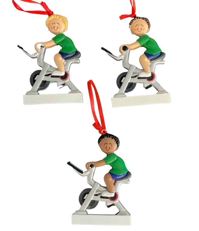 Spinning, Fitness, Male- Personalized Ornament