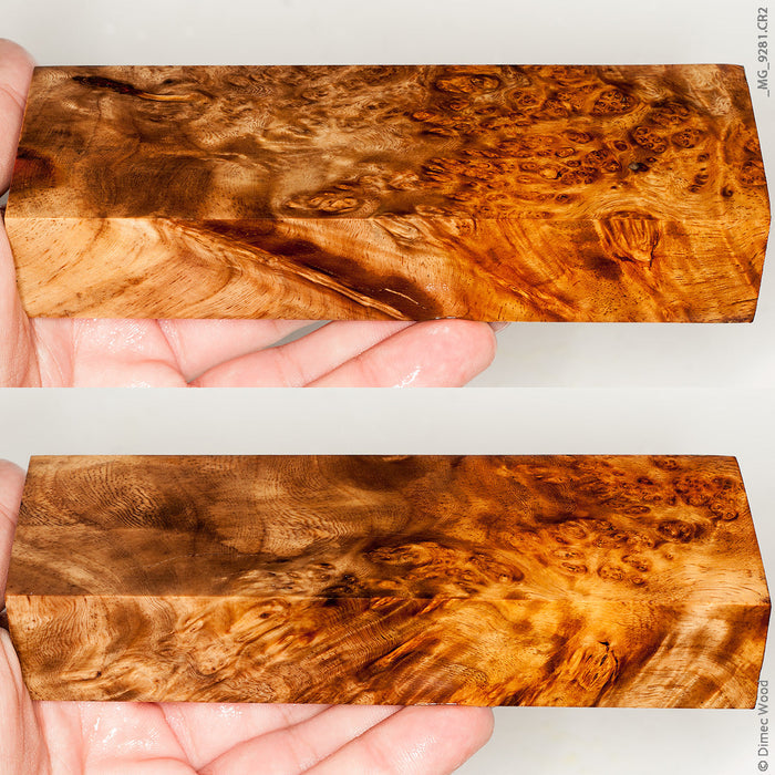 Stabilized wood golden amboyna burl block