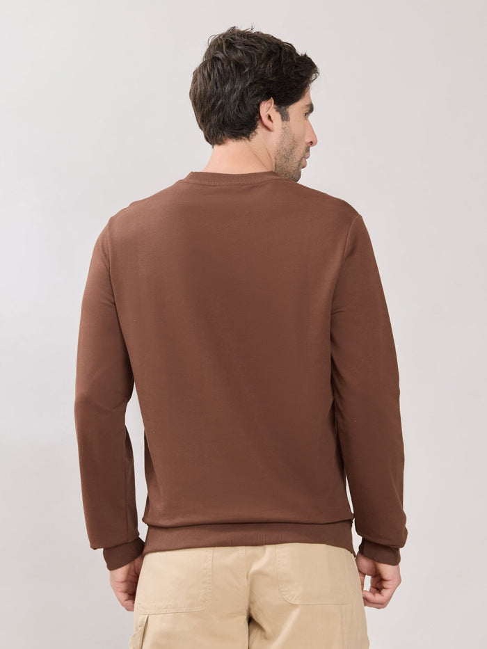 Stanwick - Slim Fit Chocolate Lacquer Crew Neck Sweater