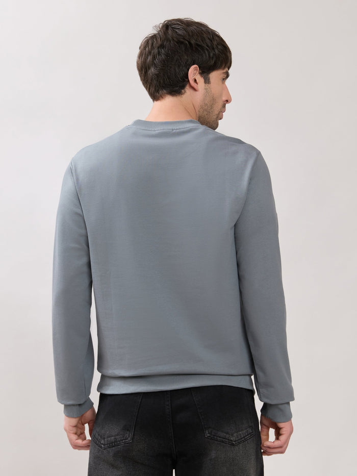 Stanwick - Slim Fit Grey Crew Neck Sweater