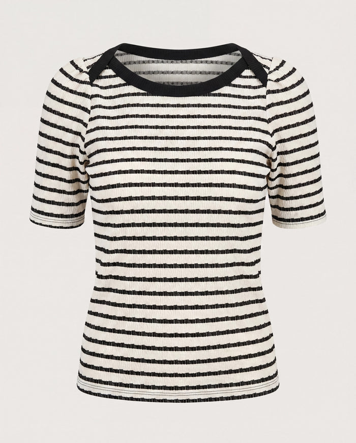 Cream/Black $|& West Kei Stripe Knit Top - Hanger Detail