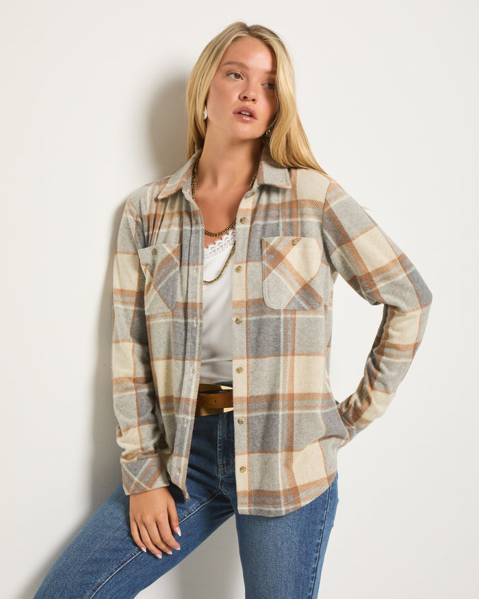 Cream/Grey Plaid / XS