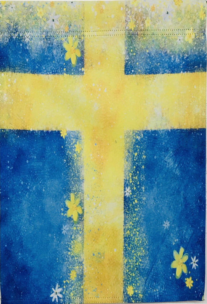 Swedish Flag with Flowers Garden Flag
