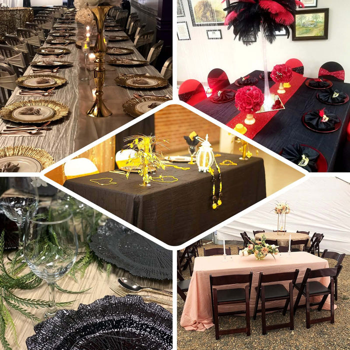 Elegant table settings with various decorations and themes for special events.