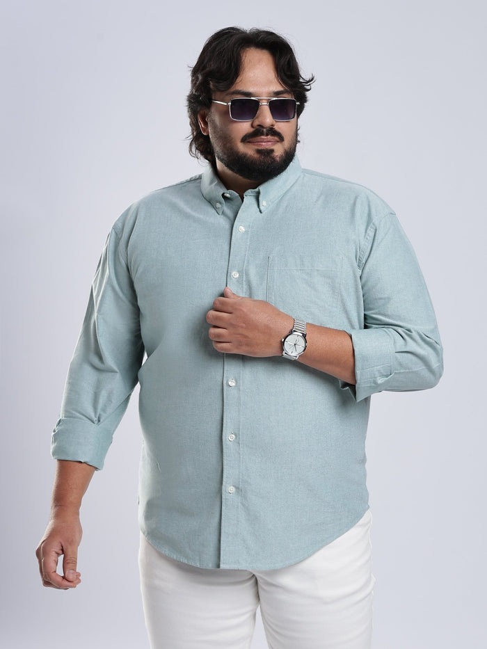 Telodo - Relaxed Fit Plain Plus Size Shirt - Aqua Green