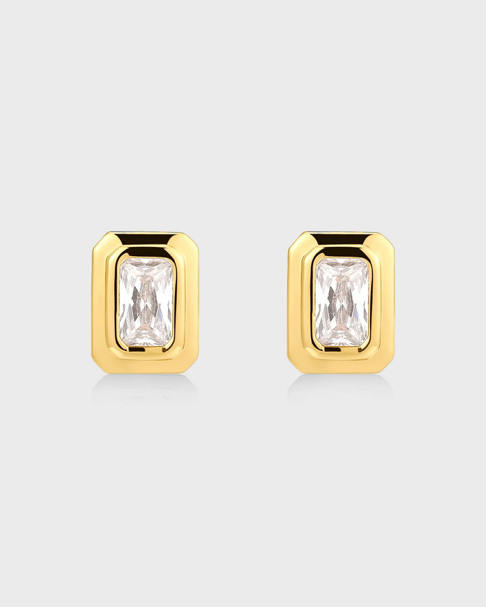 Gold $|& Luv AJ The Emerald Bezel Studs - VOF Detail