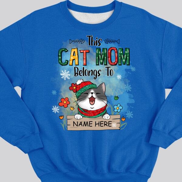 This Cat Mom Belongs To, Cats And Flowers Sweatshirt, Personalized Cat Breeds Sweatshirt, Gifts For Cat Lovers