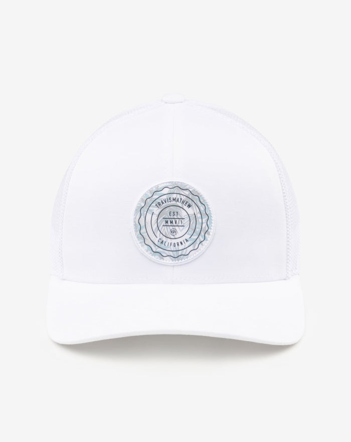 TravisMathew The Patch Floral Trucker Hat Accessories TravisMathew White