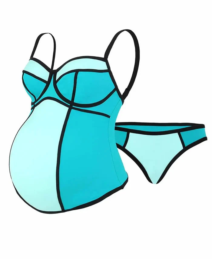 Underwired maternity tankini Rosy mint