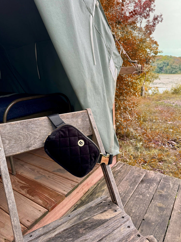 Black $|& wantable Velvet Belt Bag