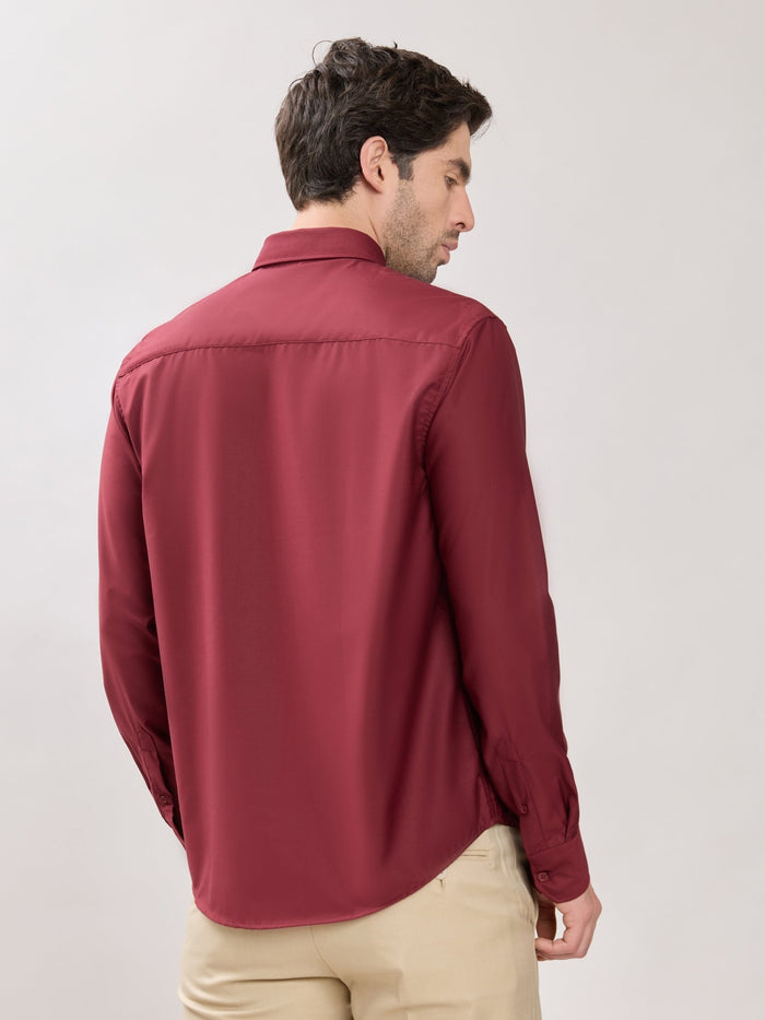 Men;s Relaxed Fit Plain Shirt - Maroon