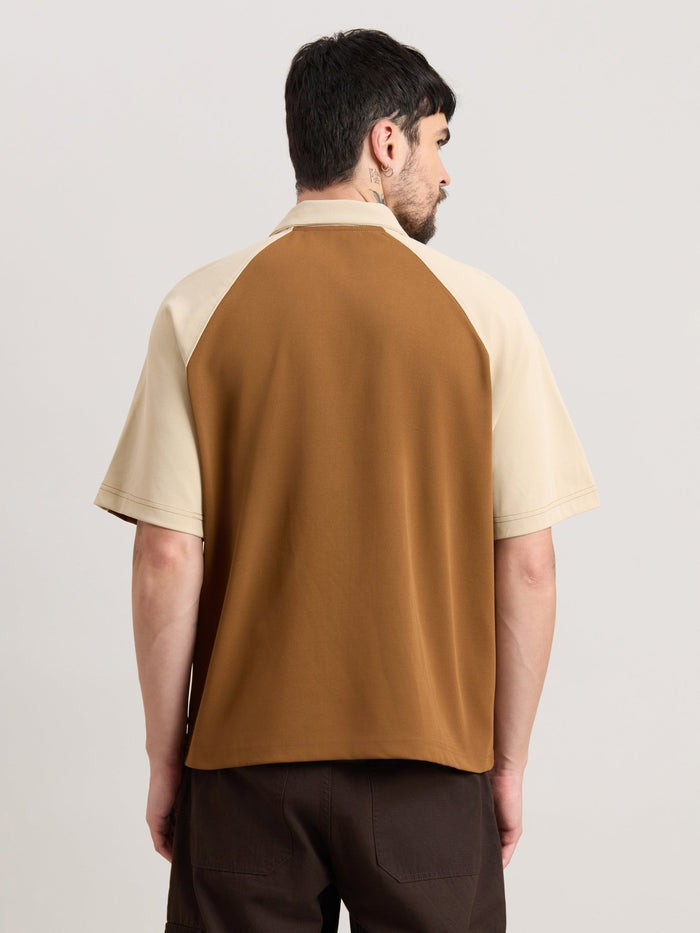 Xomis - Relaxed Fit Printed Polo T-Shirt - Brown