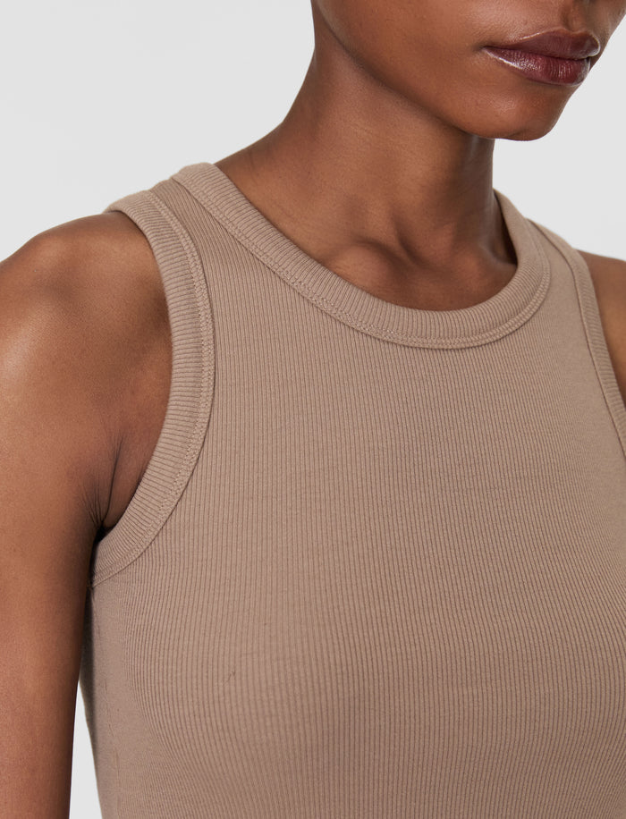 Brown Yeux Cotton Rib Vest - Joseph