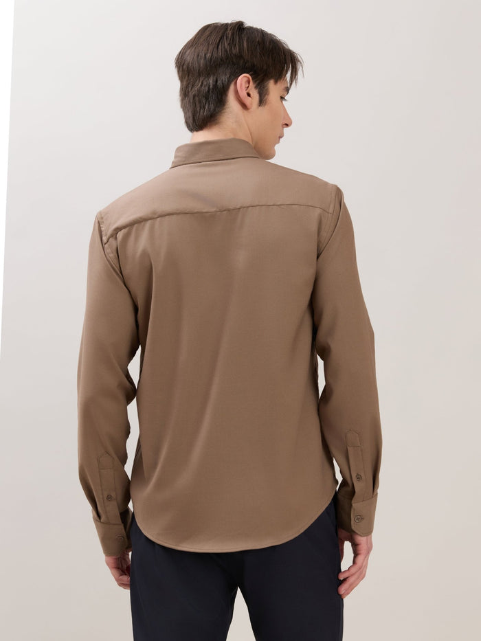 Zero - Relaxed Fit Plain Shirt - Olive Brown