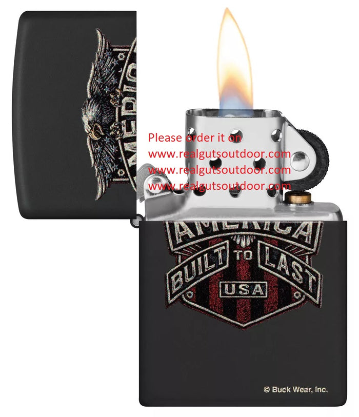Zippo Buck Wear Eagle Design Black Matte 46158