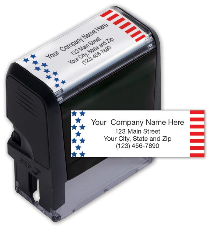 102167 Name & Address Patriotic Stamp Self-Inking 2 1/8 x 5/8"