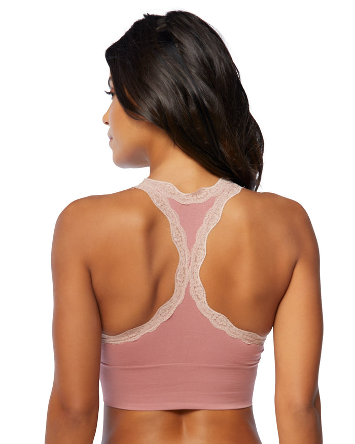 Ash Rose/Black $|& real Underwear 2PK Longline Seamless with Contrast Lace - SOF Back