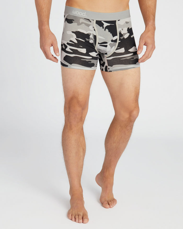 Ghost Camo $|& Wood Underwear 3" Boxer Brief With Fly - SOF Front