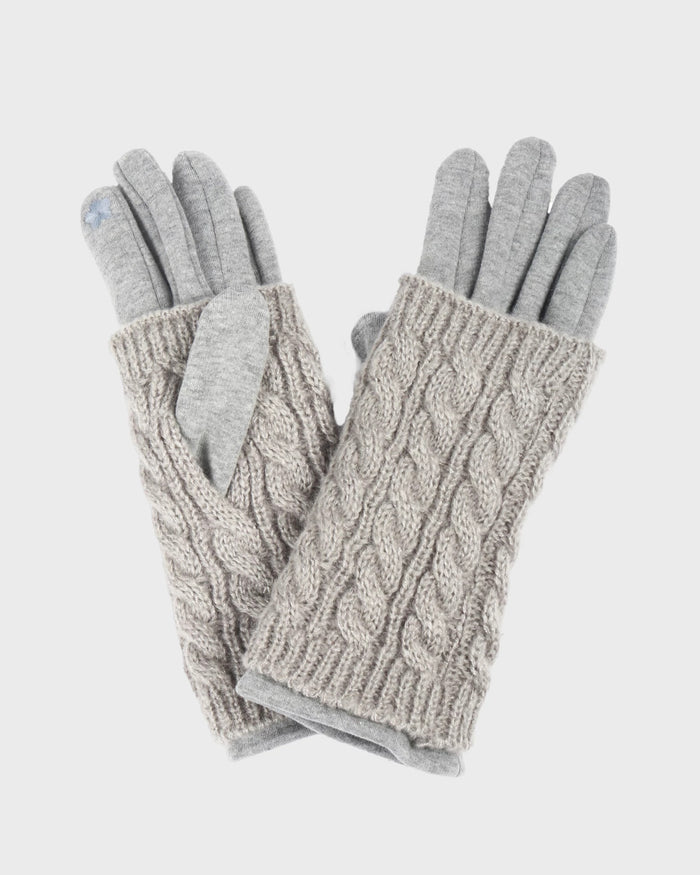 Light Grey $|& David & Young 3-in-1 Cable Knit Touch Smart Gloves - VOF Detail