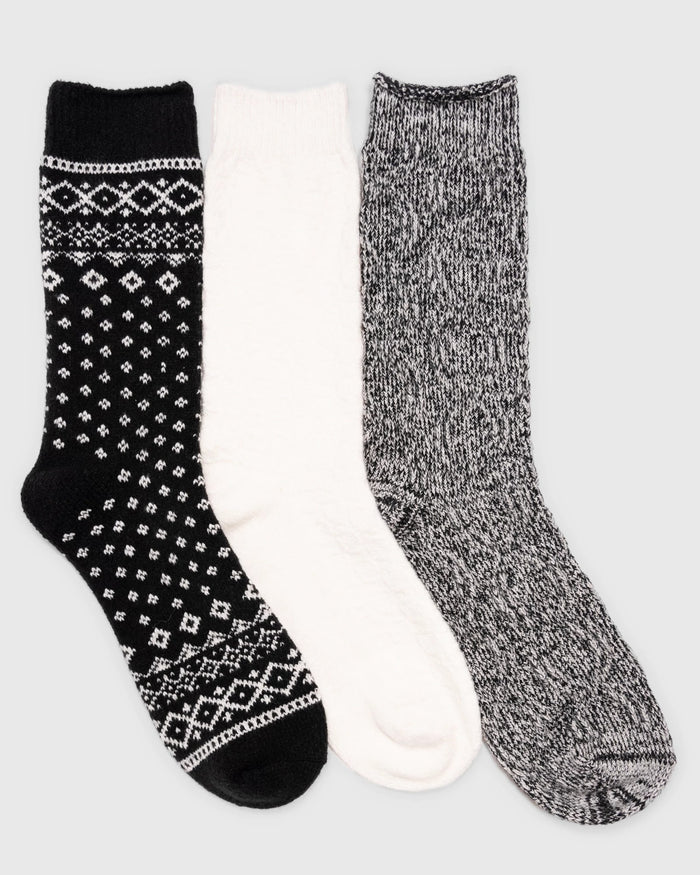 Black $|& MUK LUKS 3 Pack Microfiber Boot Socks - VOF Detail