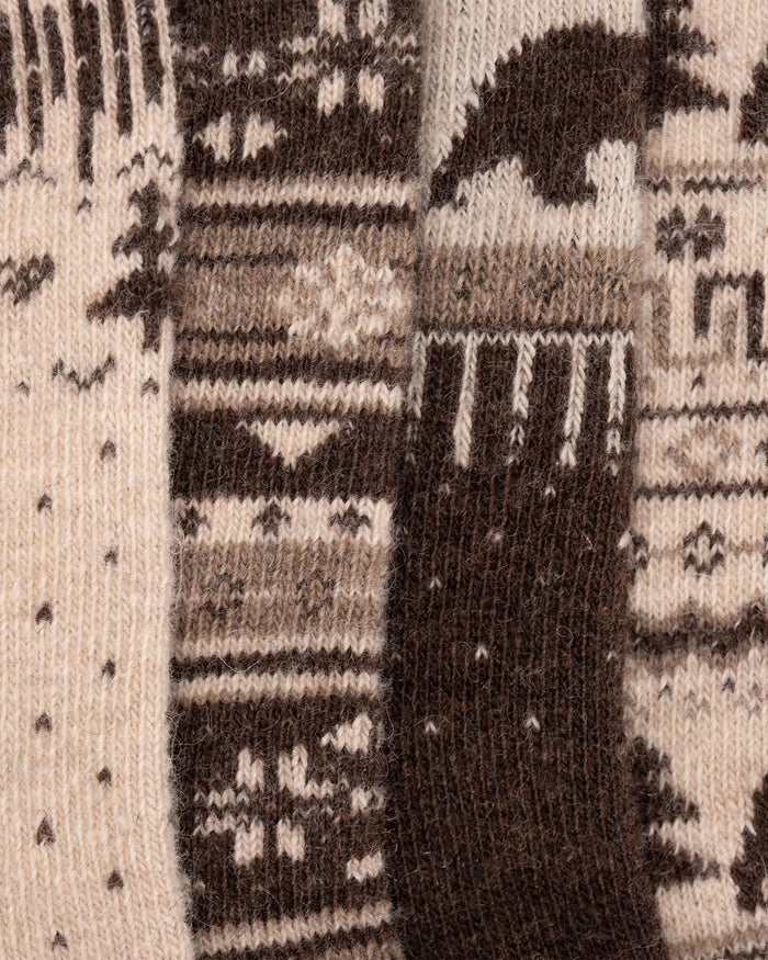 Brown/Ivory $|& MUK LUKS 4 Pack Boot Socks - Hanger Back