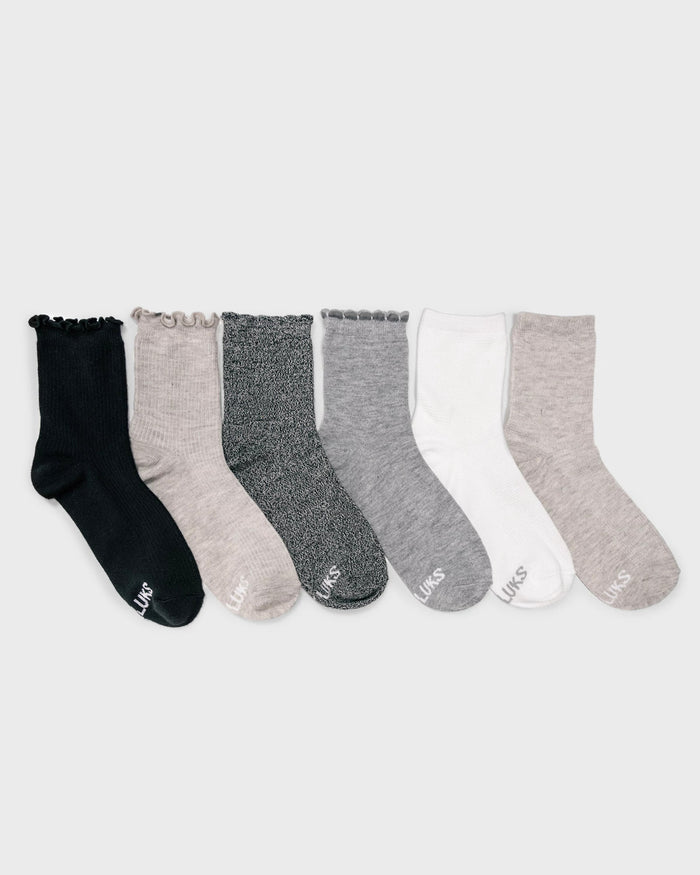 Neutral Pack $|& MUK LUKS 4.5" Whisper Soft Crew Sock 6 Pack - VOF Detail