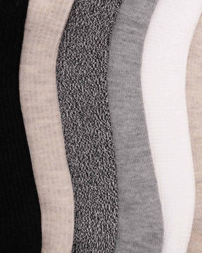 Neutral Pack $|& MUK LUKS 4.5" Whisper Soft Crew Sock 6 Pack - Hanger Back
