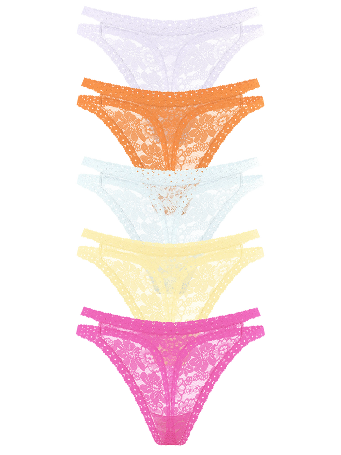 5-Pack Wink Strappy Thong Panty - Talla L