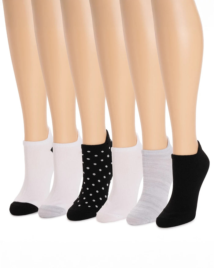 Black/Grey $|& MUK LUKS 6 Pack Sporty Ankle Sock - VOF Detail