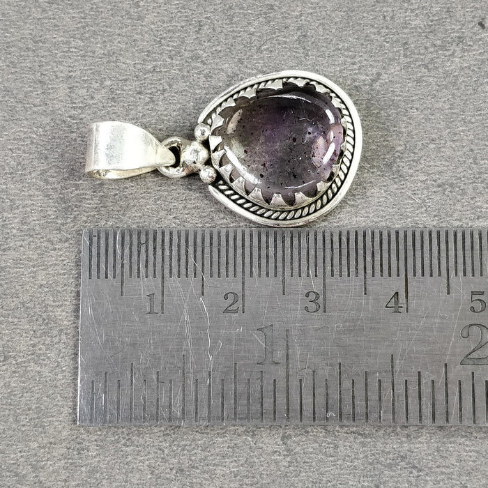 6.10gms Natural Purple Amethyst Gemstone 925 Sterling Silver Bezel Set Pendant 1.35"