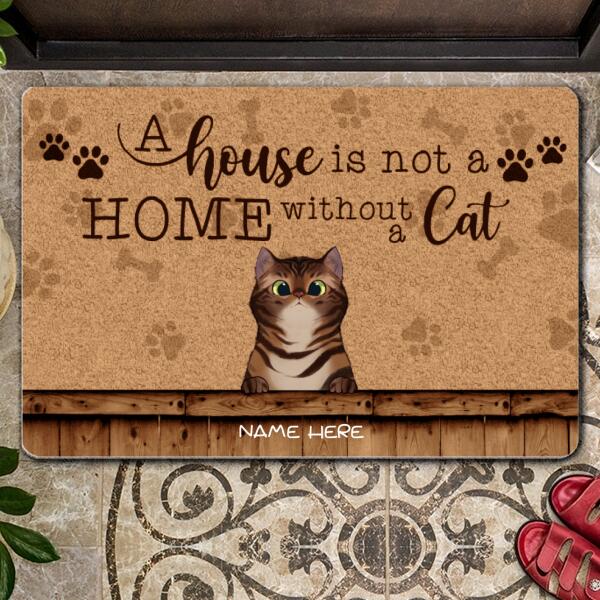 A House Is Not A Home Without Cats, Pawprints Doormat, Personalized Cat Breeds Doormat