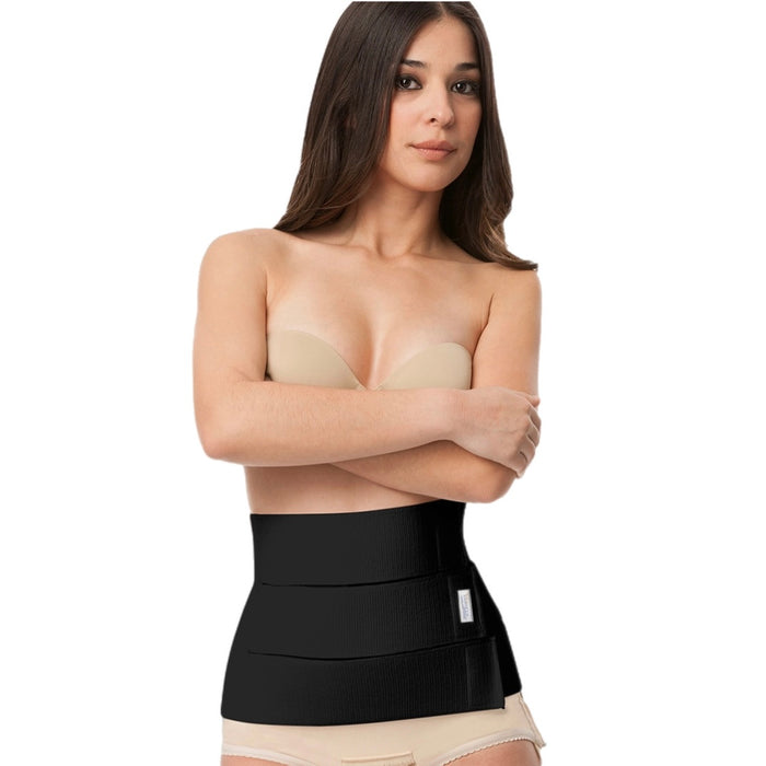 AB02 Isavela 9 inch Abdominal Binder with Split Panels Black