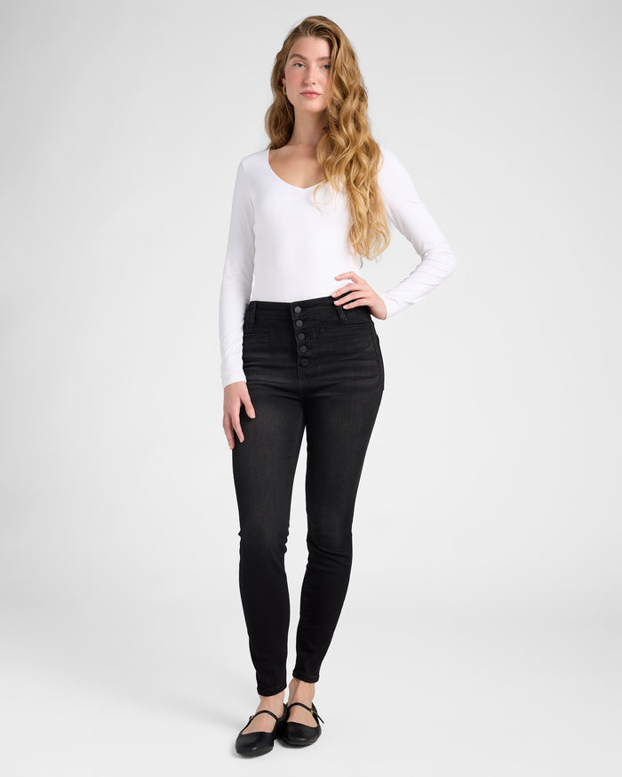 Lost Creek $|& Liverpool Abby High Rise Ankle Skinny Jeans with Button Fly - SOF Full Front