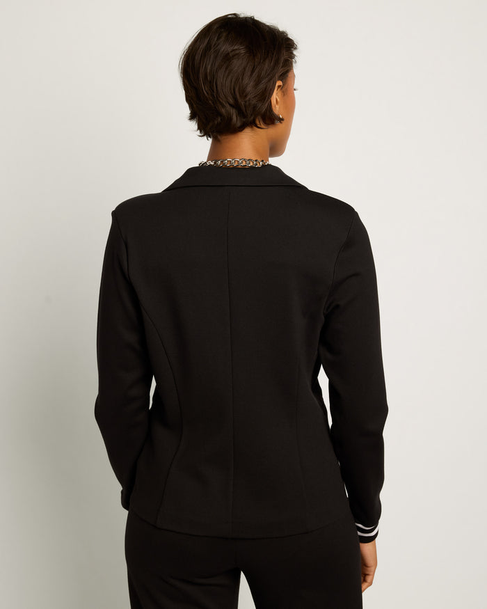 Black $|& SEAS Abigail Ribbed Cuff Blazer - SOF Back