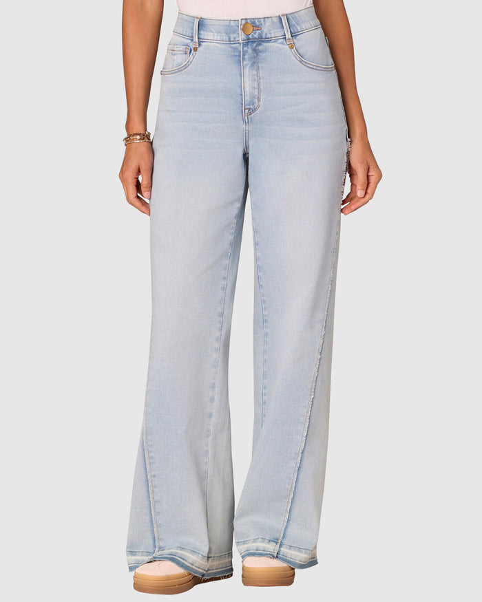 Light Blue $|& Democracy Absolution Skyrise Wide Leg Jeans With Released Hem - VOF Detail