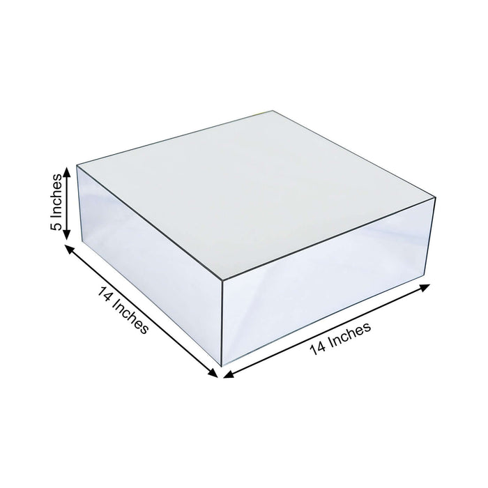 Clear acrylic display box, 14x14x5 inches, ideal for showcasing items.