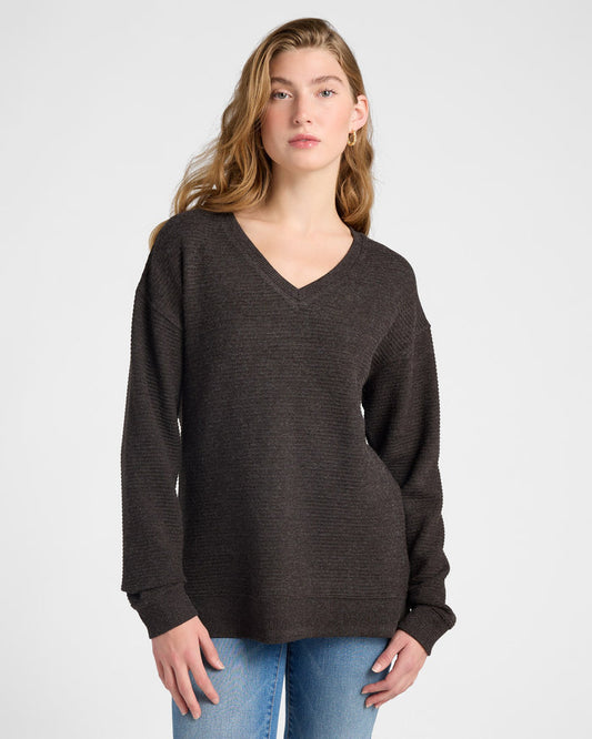 Black Heather $|& Thread & Supply Adelynn Sweater Top - SOF Front