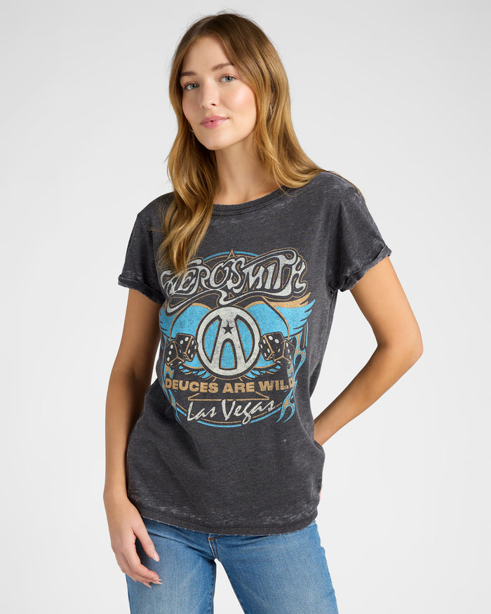 Black $|& Recycled Karma Aerosmith Graphic Tee - SOF Front