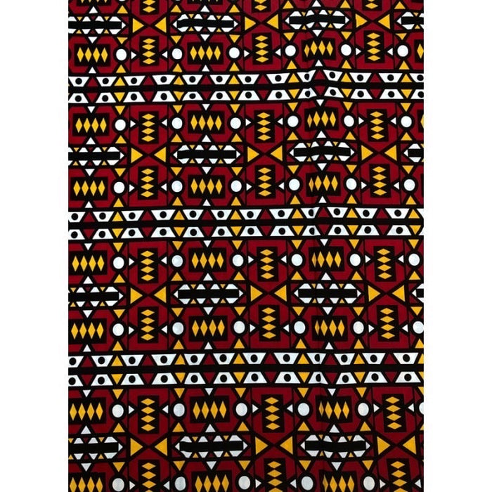 African Print Angola wax "Red, White and Yellow" - K.D.Kollections Store