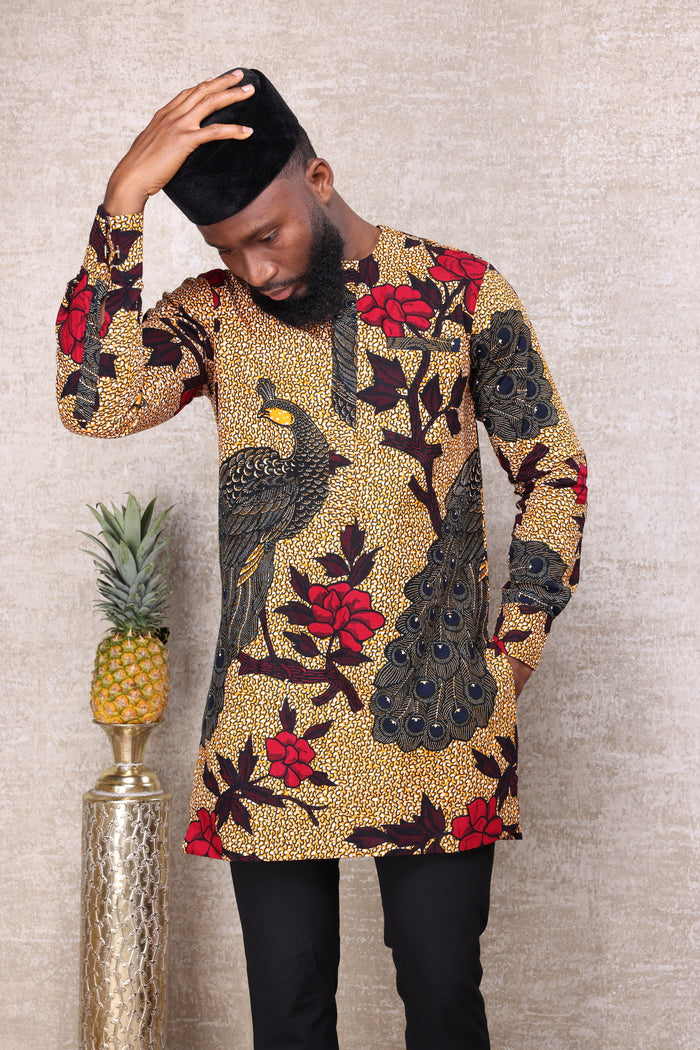 African print long sleeve men shirt.