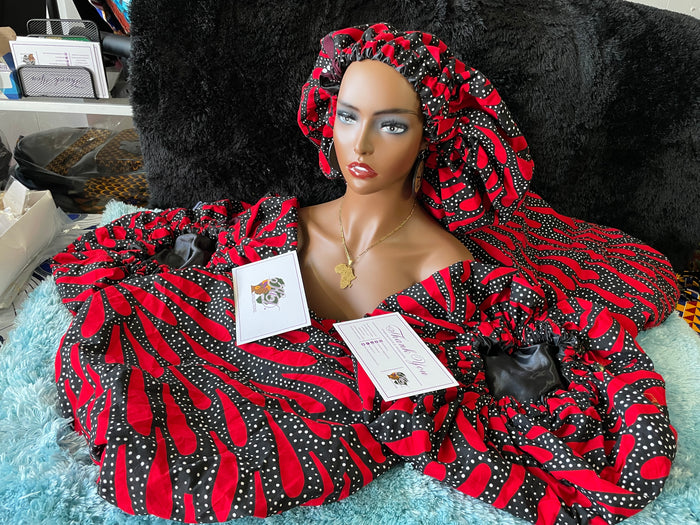African print reversible hair bonnets - K.D.Kollections Store