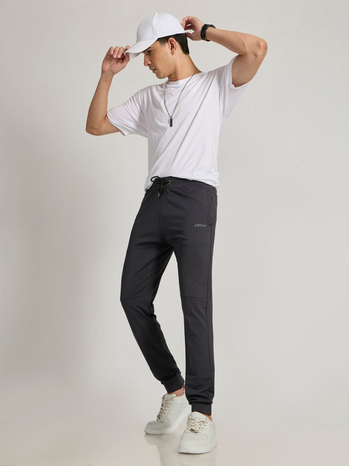 Men's Track Pant -in Dark Gray color with drawstring.