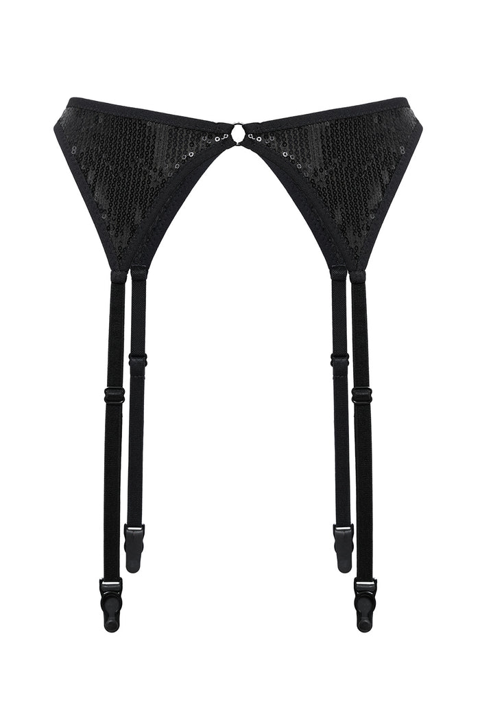 Alfa black sequin garter belt